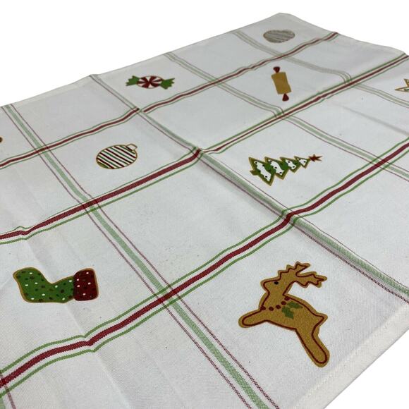 TAG Christmas Holiday Theme Tea Towels Set of 2 Natural Green & Red Hostess Gift - Picture 7 of 8